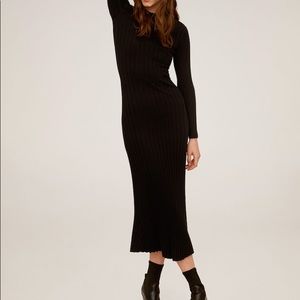 Mango black ribbed dress